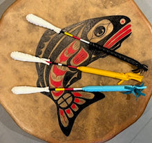 Load image into Gallery viewer, Leather Teardrop Handmade Drum Stick by Allen Pinkham, Nez Perce