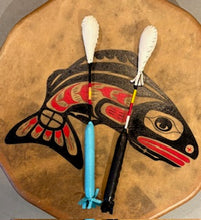 Load image into Gallery viewer, Leather Teardrop Handmade Drum Stick by Allen Pinkham, Nez Perce