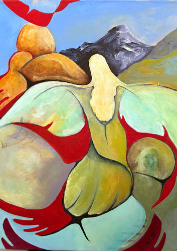 Painting:  GIRL IN THE MIRROR, Frank Peterson Original Art Makah