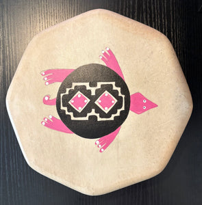 Hand Drum 10" with painted TURTLE (pink)