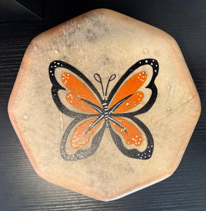 Hand Drum 10" with painted BUTTERFLY (orange)