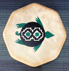 Hand Drum 10" with painted TURTLE Design (green)