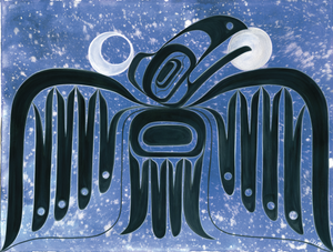 Silkscreen Print:  Raven and the Universe  by Crystal Worl, Tlingit    30"x23"