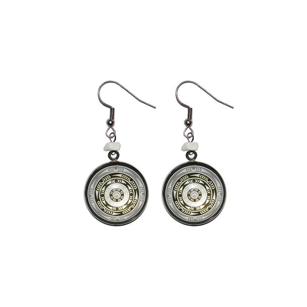 Earrings:  Circle Charm      L: 1-5/8