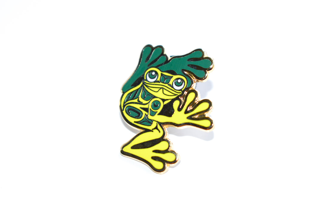 Frog Enamel Pin by Corey W. Moraes, Tsimshian