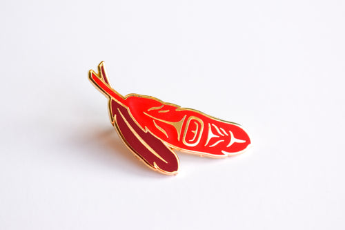 Sacred Feather Enamel Pin by Simone Diamond, Coast Salish