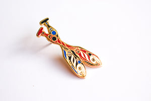 Salmon Paddle Enamel Pin by Paul Windsor, Haisla Heiltsuk