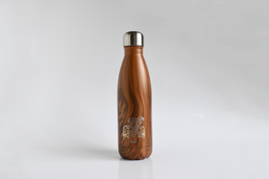 Wood Grain Pattern Insulated Water Bottle