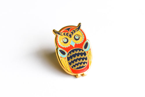 Owl Enamel Pin by Simone Diamond, Coast Salish