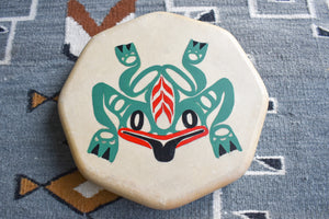 10" Painted Hand Drum with Frog Design