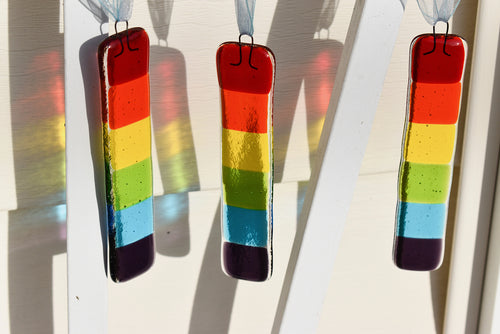 2022 Holiday Ornaments - Rainbow Fused Glass Suncatcher by California Native Glass, Yurok