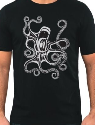 Tshirt:   Black Nuu (Octopus) By Ernest Swanson, Haida