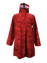 Load image into Gallery viewer, Transforming Raven Travel Raincoat with Pouch by Kelly Robinson,  Nuxalk and Nuu-chah-nulth