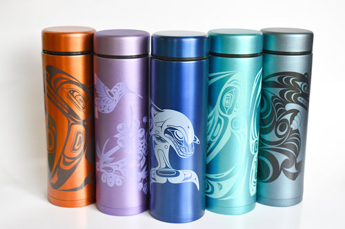 Insulated tumblers with strainer and Indigenous design